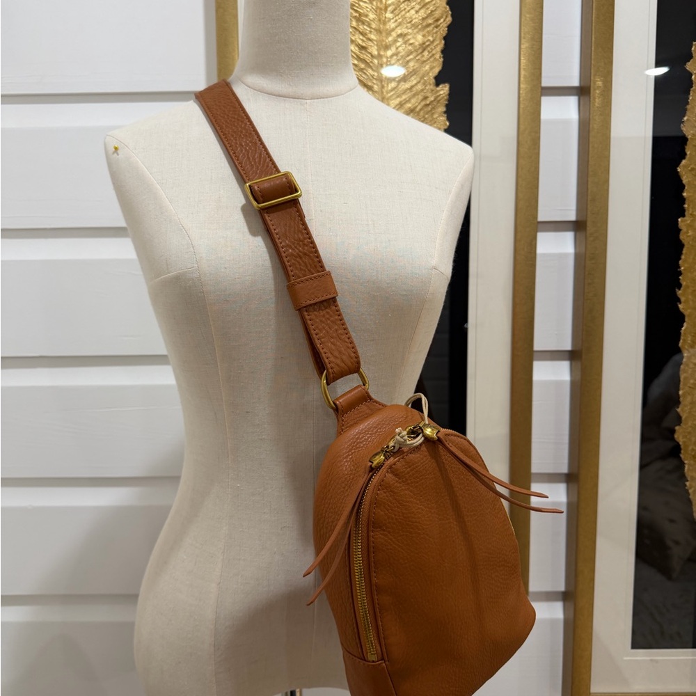HOBO Tan Leather Sling Bag